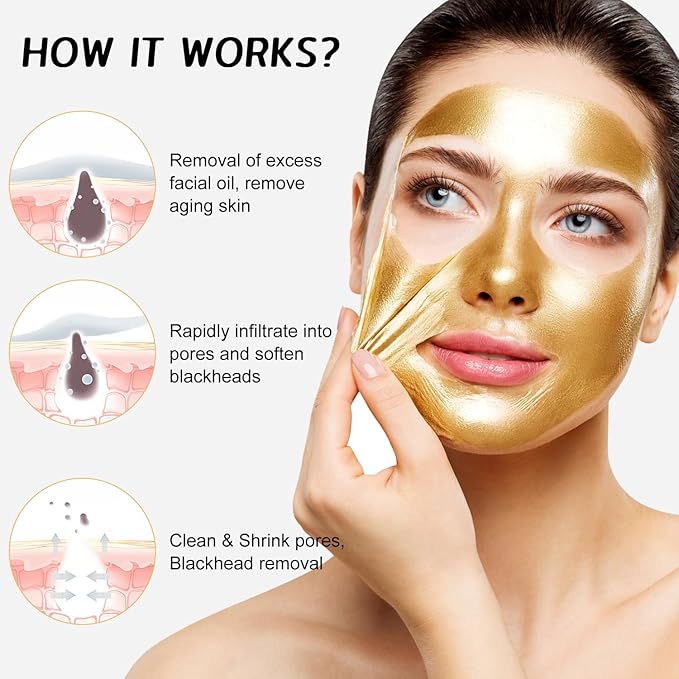 🔥 Gold Peel-Off Face Mask – Buy 1 Get 1 FREE! Limited Stock – Anti-Aging & Blackhead Removal Must-Have!