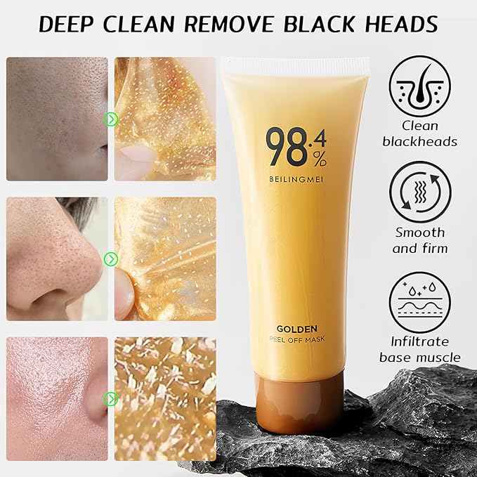 🔥 Gold Peel-Off Face Mask – Buy 1 Get 1 FREE! Limited Stock – Anti-Aging & Blackhead Removal Must-Have!